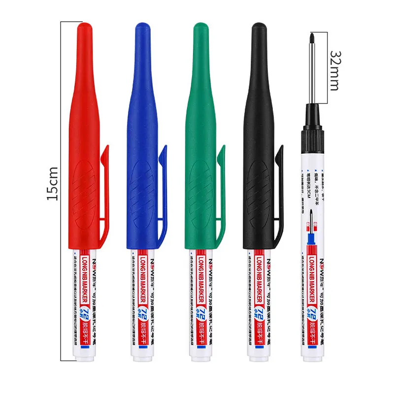 4/5Pcs 20 + 32mm 깊은 구멍 마커 펜 욕실 방수 욕실 목공 장식 다목적 긴 머리 오일 마커 펜