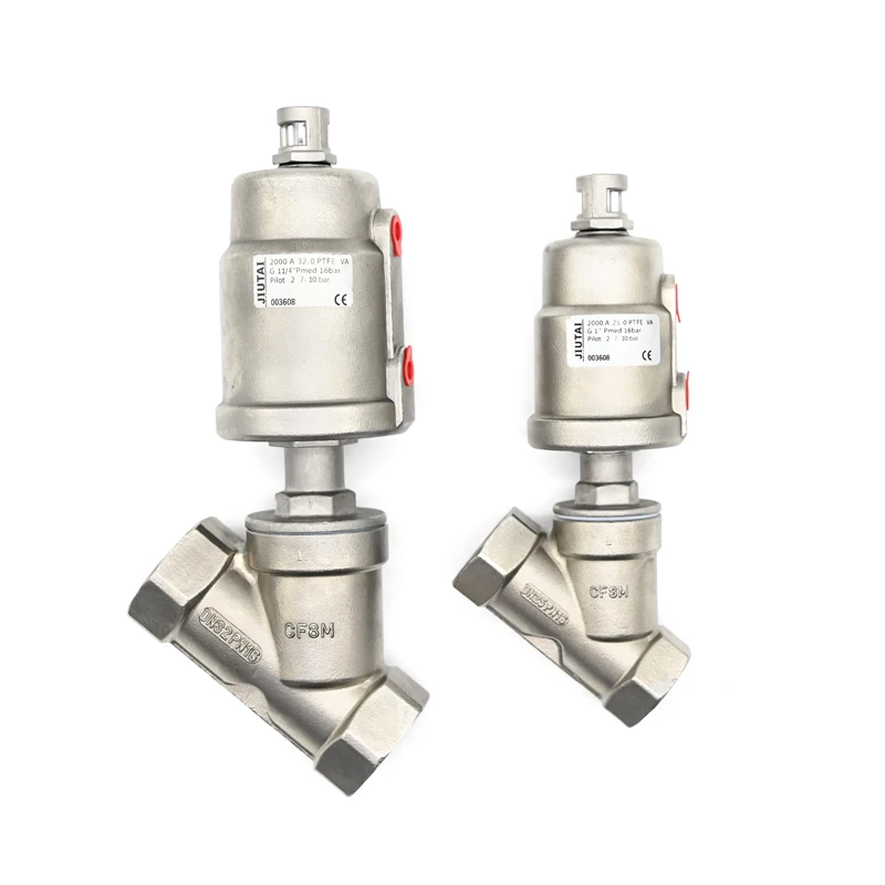 JTAIV Factory Outlet DN50 2 Way Double Acting Stainless Steel Air Control Angle Valve Pneumatic Thread Angle Seat Valve