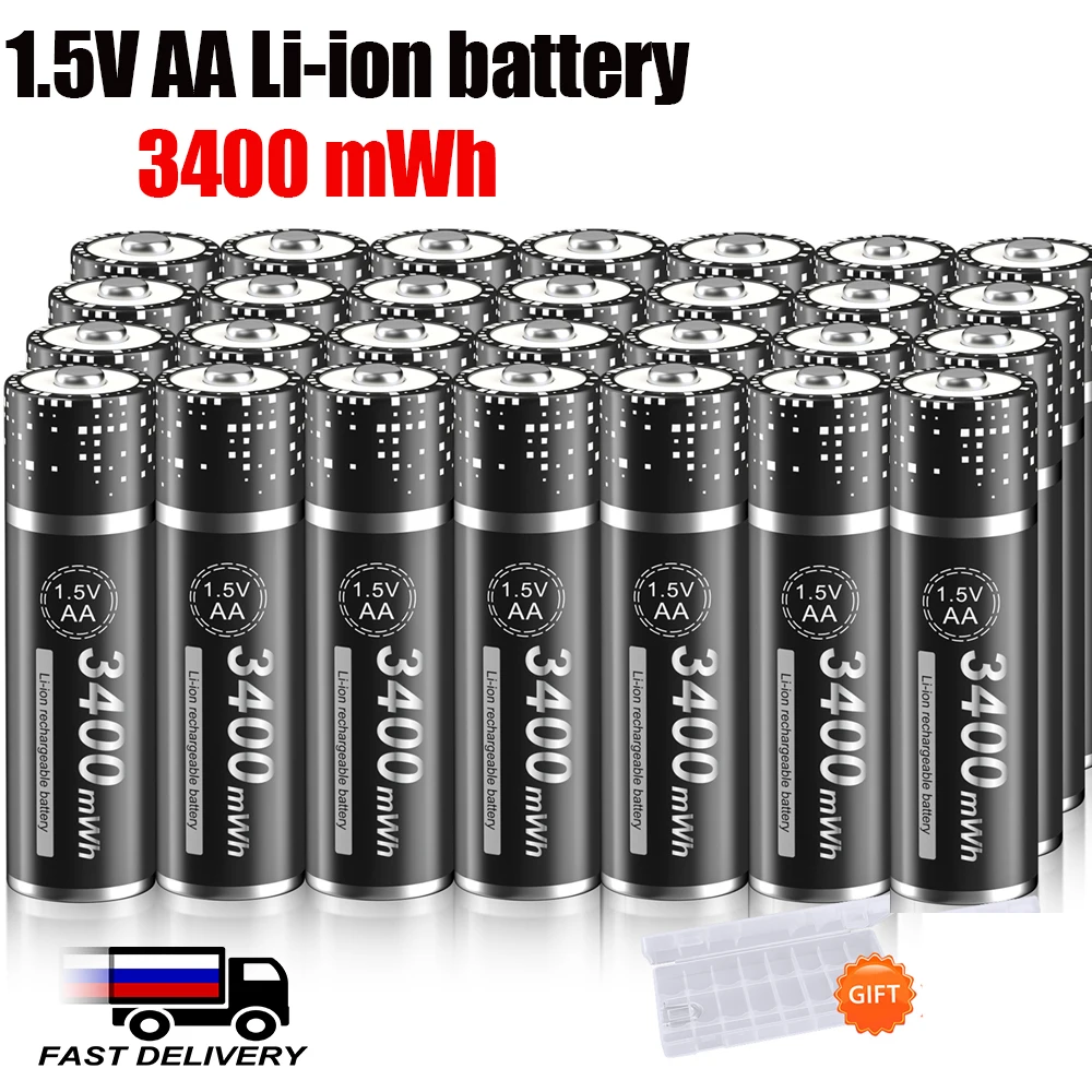 PALO – piles AA Li-ion rechargeables 1.5V, 3400mWh, au Lithium, capacité de  100%, pour télécommande de jouets, horloges mp3, etc. - AliExpress