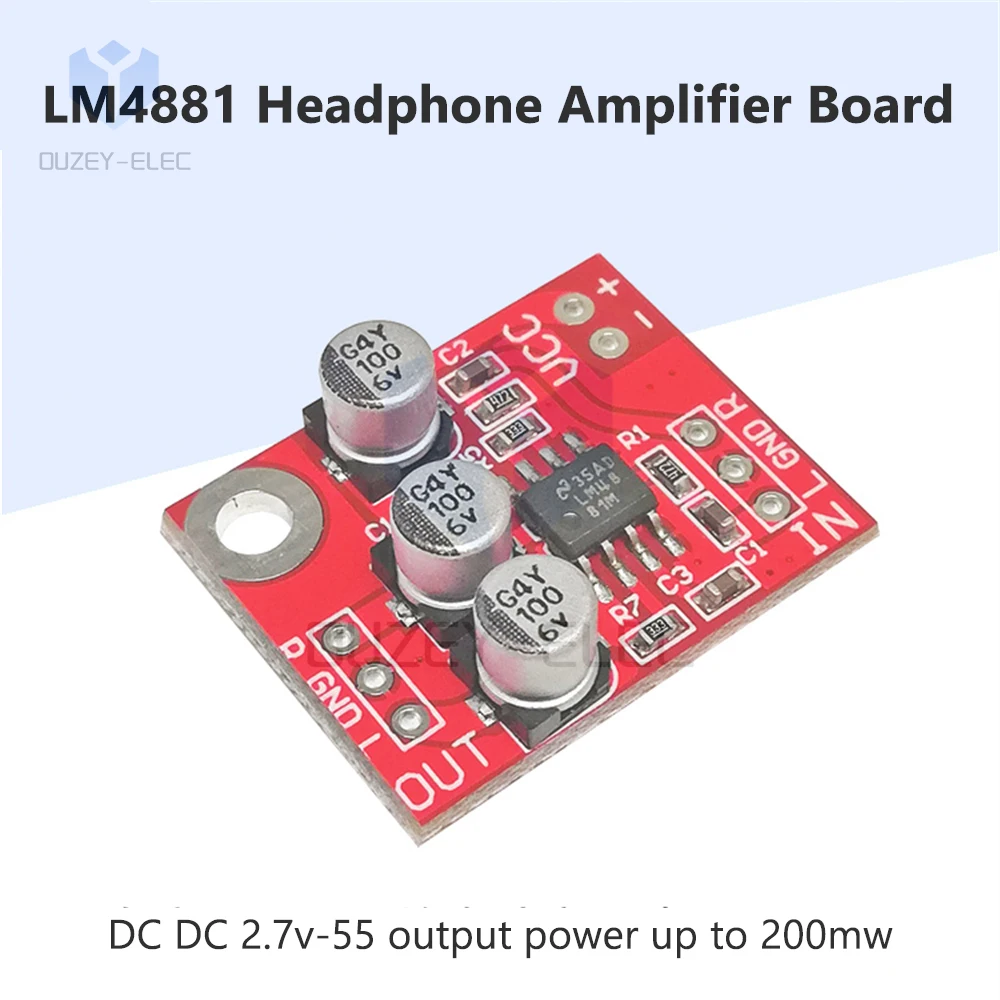 LM4881 전력 증폭기를 위한 헤드폰 증폭기판 전면 증폭기 모듈 미니 오디오 전면 증폭기 2.7-5.5V 25*20mm