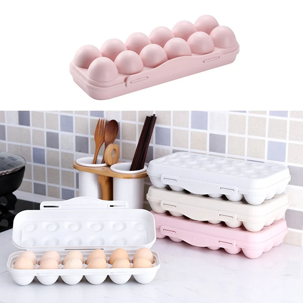 

2 Pcs Fridge Egg Storage Container Holder Household Refrigerator 12 Grids Tray Practical