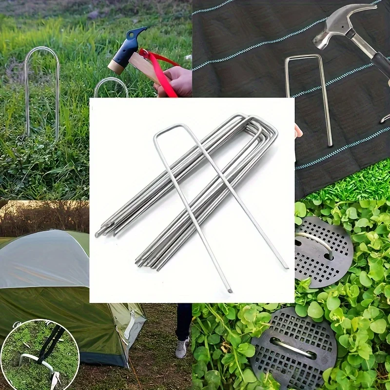 Landscape Staples 50pcs U-Shaped Garden Pins Garden Stakes Staples Heavy Duty Yard Lawn Tent Stakes Securing Pegs For Weed Ba garden staples