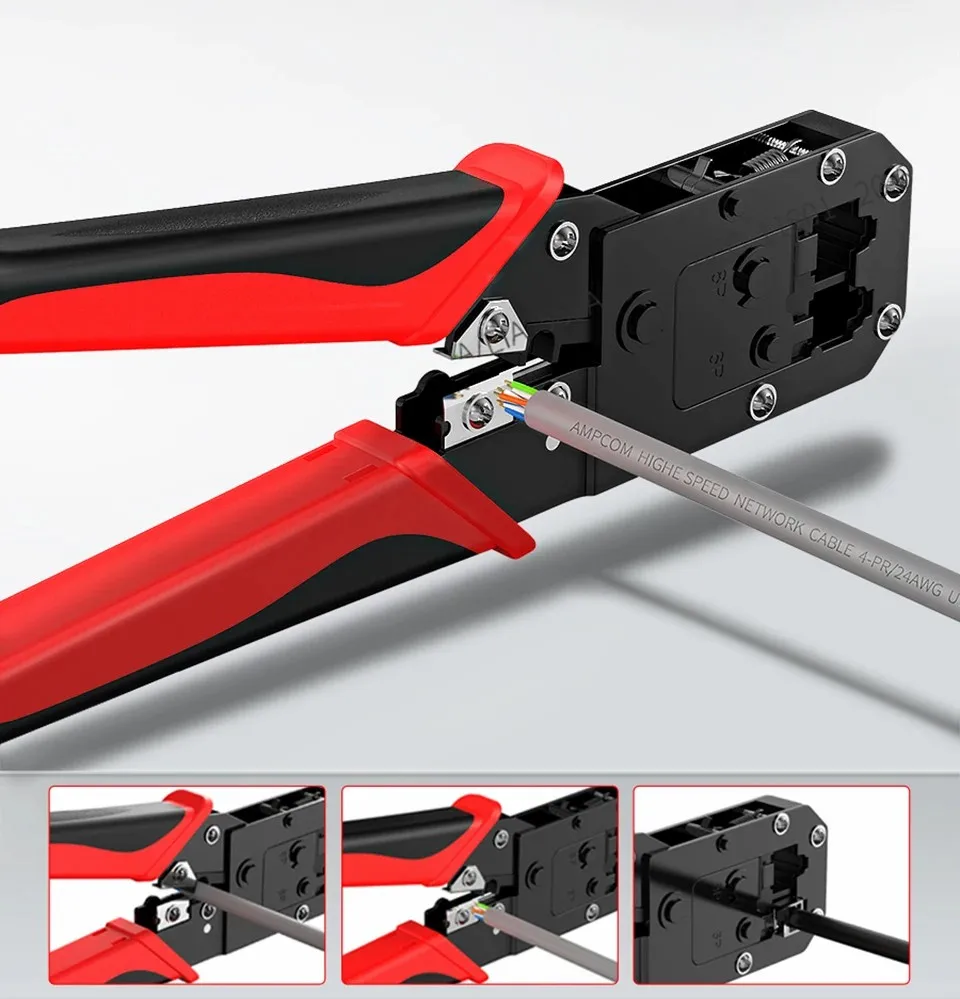 ZoeRax 올인원 이더넷 네트워크 LAN 케이블 스트리퍼 커터 크림퍼 도구, RJ45 압착 도구, 8P/RJ-45 및 6P/RJ-12, RJ-11