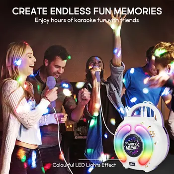 Kid Karaoke Machine with 2 Microphones Portable Karaoke Music Toy with Light Recording Voice Change Function for Girls Boys Gift 4