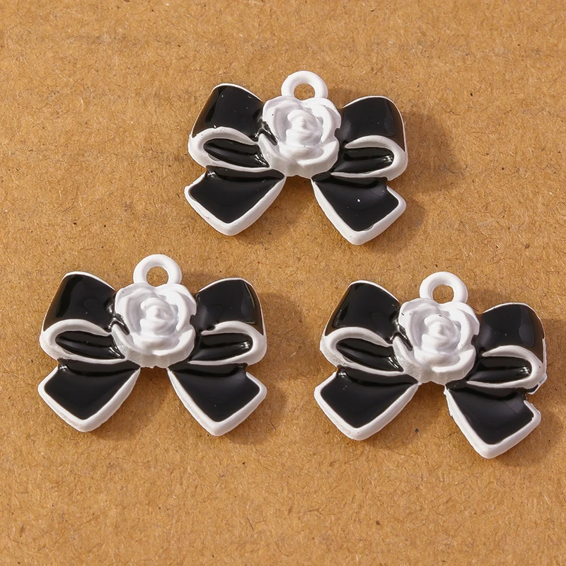 10pcs DIY 귀걸이 목걸이 쥬얼리에 대 한 우아한에 나 멜 Bowknot 매력 Bowtie 펜 던 트 액세서리 용품 만들기