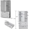 Wooden closet armoire with mirror, 2 doors, 2 drawers, 4 open storage cubes,and hanging rod for bedroom.35.5"L x 15.8"W x 70.8"H 2