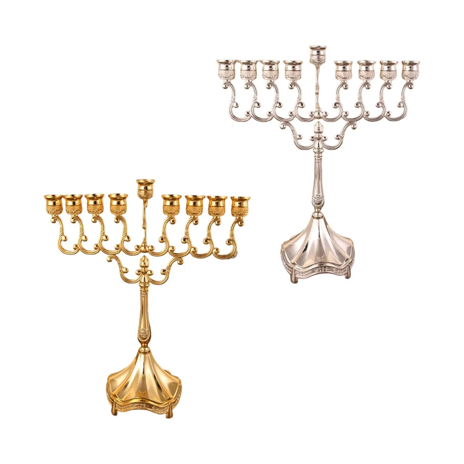 Hanukkah Menorah Candle Stands Tabletop 9 Branches Candle Holder for Christmas Exquisite Candlestick Table Home Decor