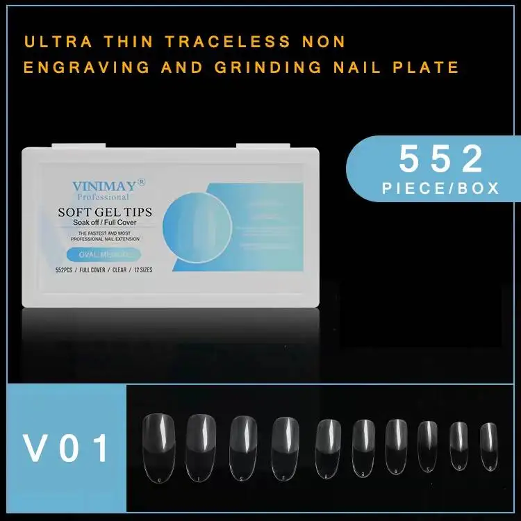 VINIMAY-7 가지 스타일 인조 손톱, No-Trace 프랜치 풀/하프 네일 팁, 가짜 아크릴 네일 팁, UV 젤 매니큐어 인조 네일 팁, 522 개