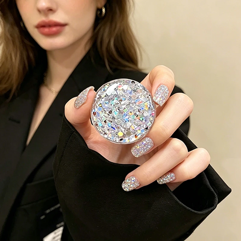 Glitter Foldable Phone Grip and Ring Holder with Adhesive