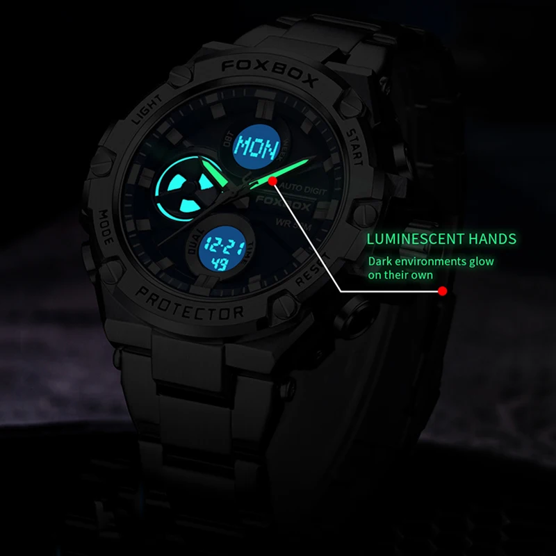 LIGE Original Brand Luxury Digital Watch Men Full Steel Military Waterproof Quartz Watches For Men Fashion Sports Chronograph
