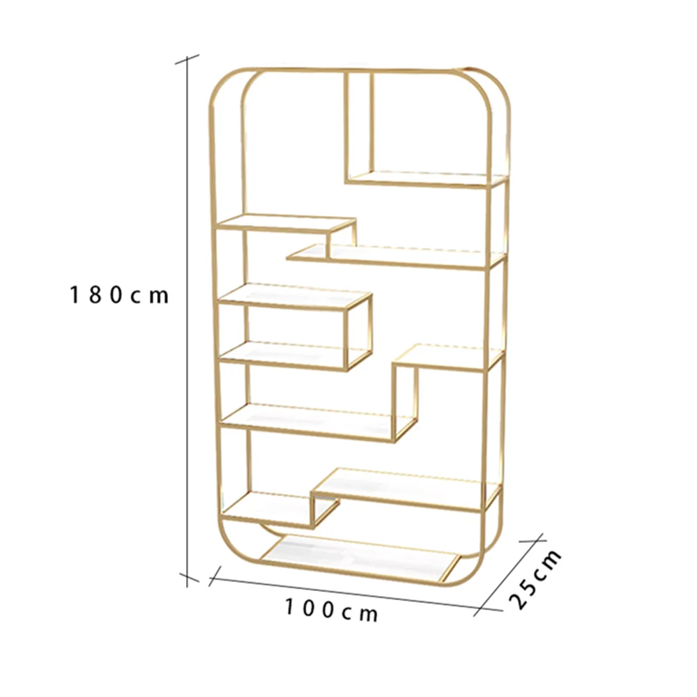 

modern living room storage rack luxury gold metal book shelf home decor standing display rack