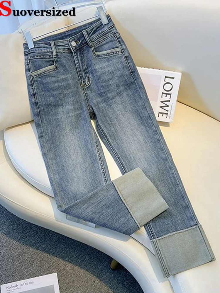 

Vintage High Waist oversize Loose Cuffs Jeans Casual Streetwear Pants Strecth vaqueros Woman Straight Hosen New Fashion Trousers