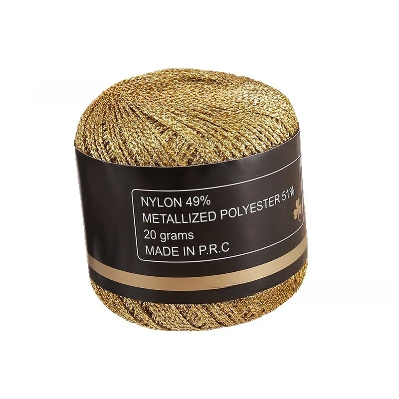 Luxurious Metallic PET Thread - 120 Meters of 2mm Gold & Silver Yarn for Hand Knitting, DIY Crafts, and Decorative Embroidery