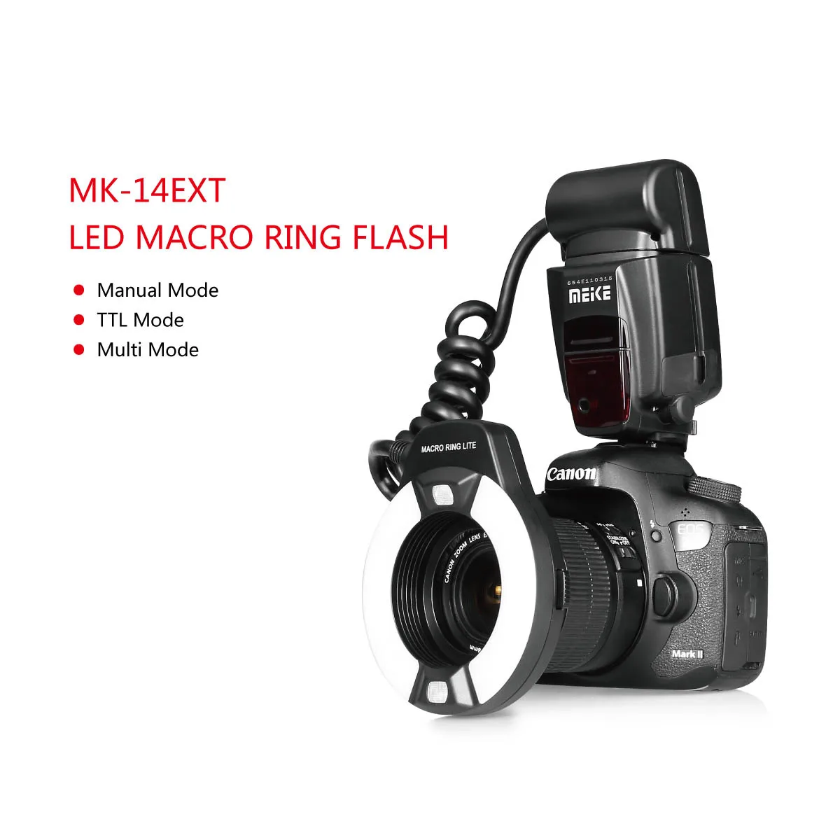 MEIKE MK-14EXT Ring Flash E-TTL Macro LED Ring Speedlite for Canon 550D/ 760D/