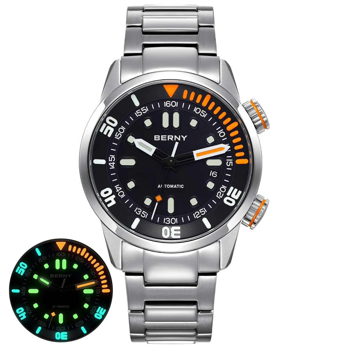 BERNY 20Bar Diver Automatic Watch For Men Miyota 8215 Super Luminous Sapphire Swim Sport Mechanical Self Winding Men Wristwatch