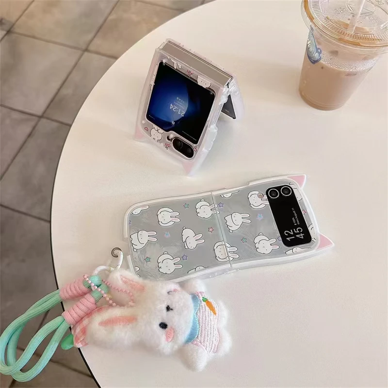 Coque de protection arrière en peluche avec cordon pour Samsung Galaxy Z Flip 3, 4, 5 et 6_voghion.com