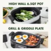 Stainless Steel 8-in-1 Skillet Grill & Slow Cooker, Presets to Saute Steam Stir-Fry and Cook Rice, Healthy Ceramic Nonstick and 5