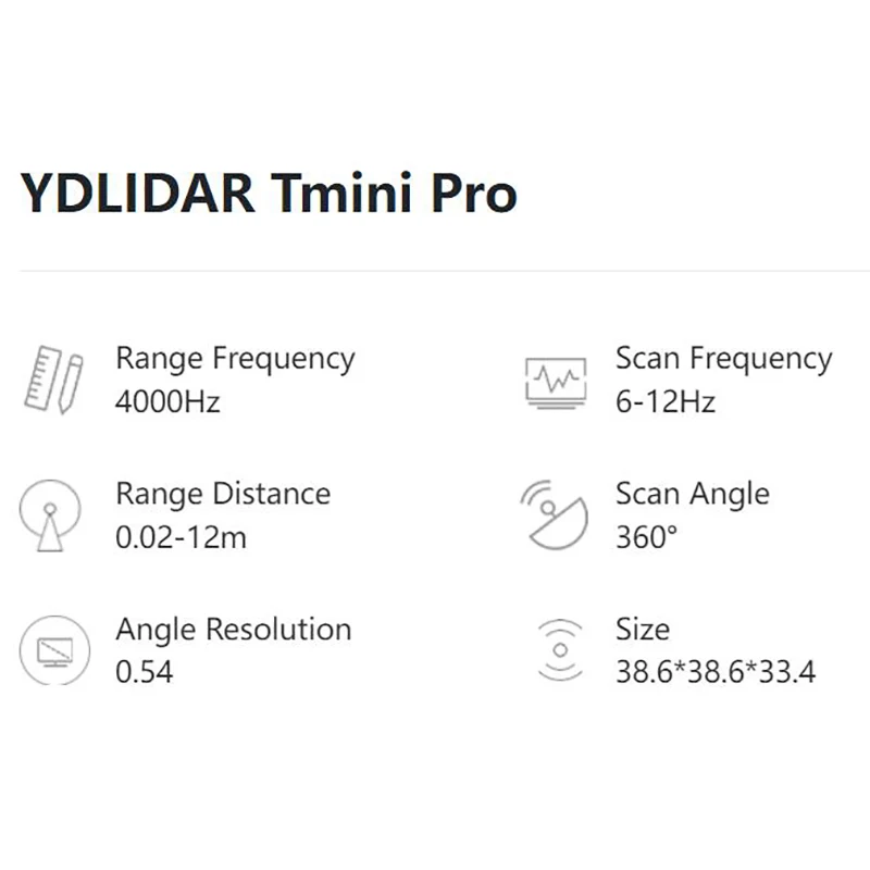 YDLIDAR Tmini Pro (Plus) time-of-flight laser Scan Angle 360° Range Distance 0.02-12m sweeper obstacle avoidance lidar module 6