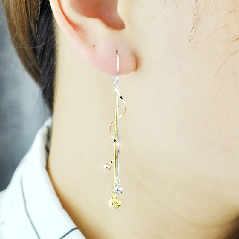 

Earrings for Women S925 Colored Gold-Plated Sterling Silver Tassel Earrings Elegant Colorful Silver Earrings Long 2022 New Silve