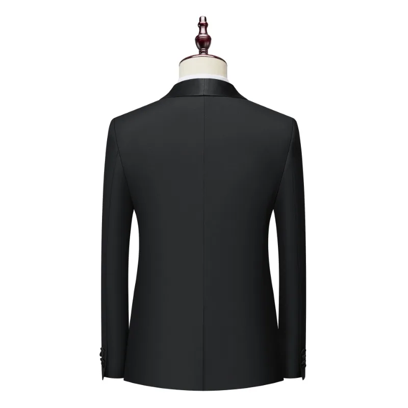 Shenrun Men Tuxedos Slim Fit Fashion Big Shawl Lapel Suit Jacket Black Wedding Groom Prom Costume Party Single Breasted 1 Button