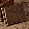 Ultra-thin Men's Money Clip Wallet Vintage Genuine Leather Bifold Card Holder Purse Mini High Quality Male Money Purse Cartera 4