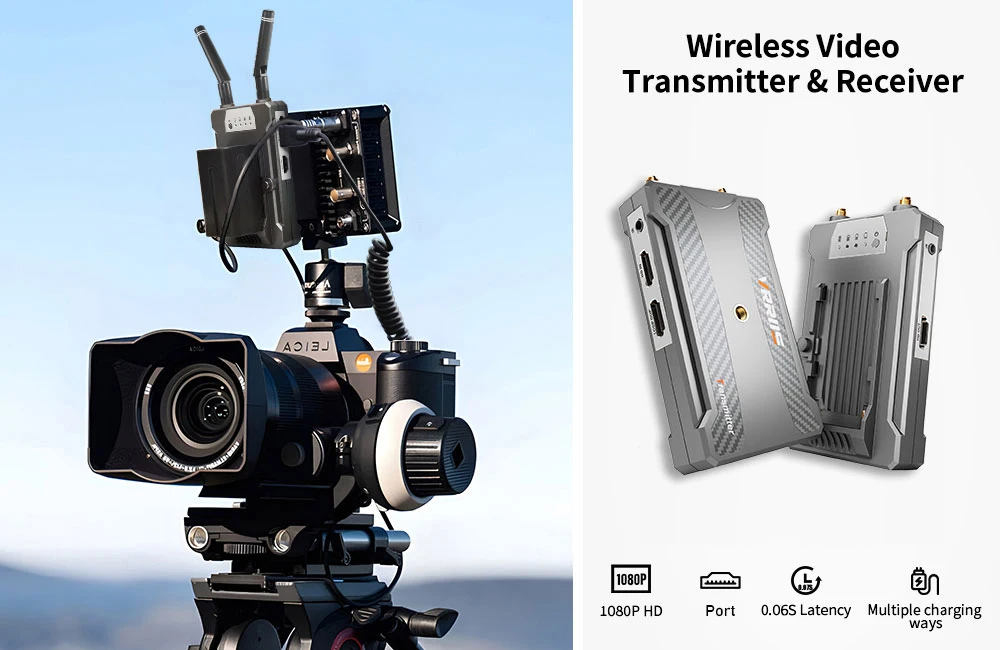 Wireless HDMI Extender kit Support NP-F970 Battery 250M Wireless HDMI Transmitte