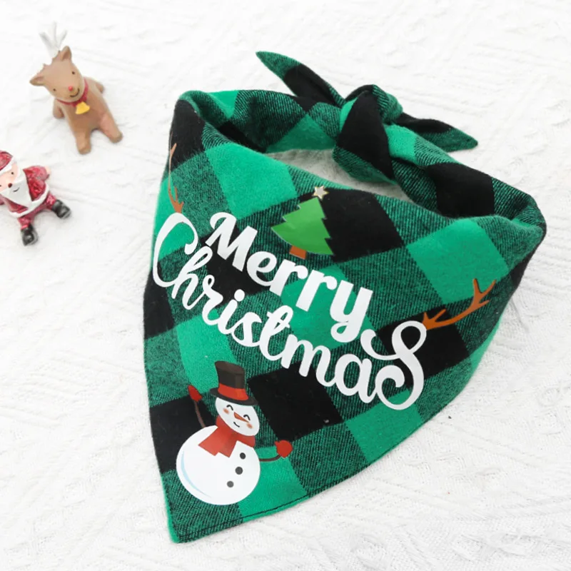 Dog Christmas Bandana Santa Snowman Print Merry Christmas Gifts