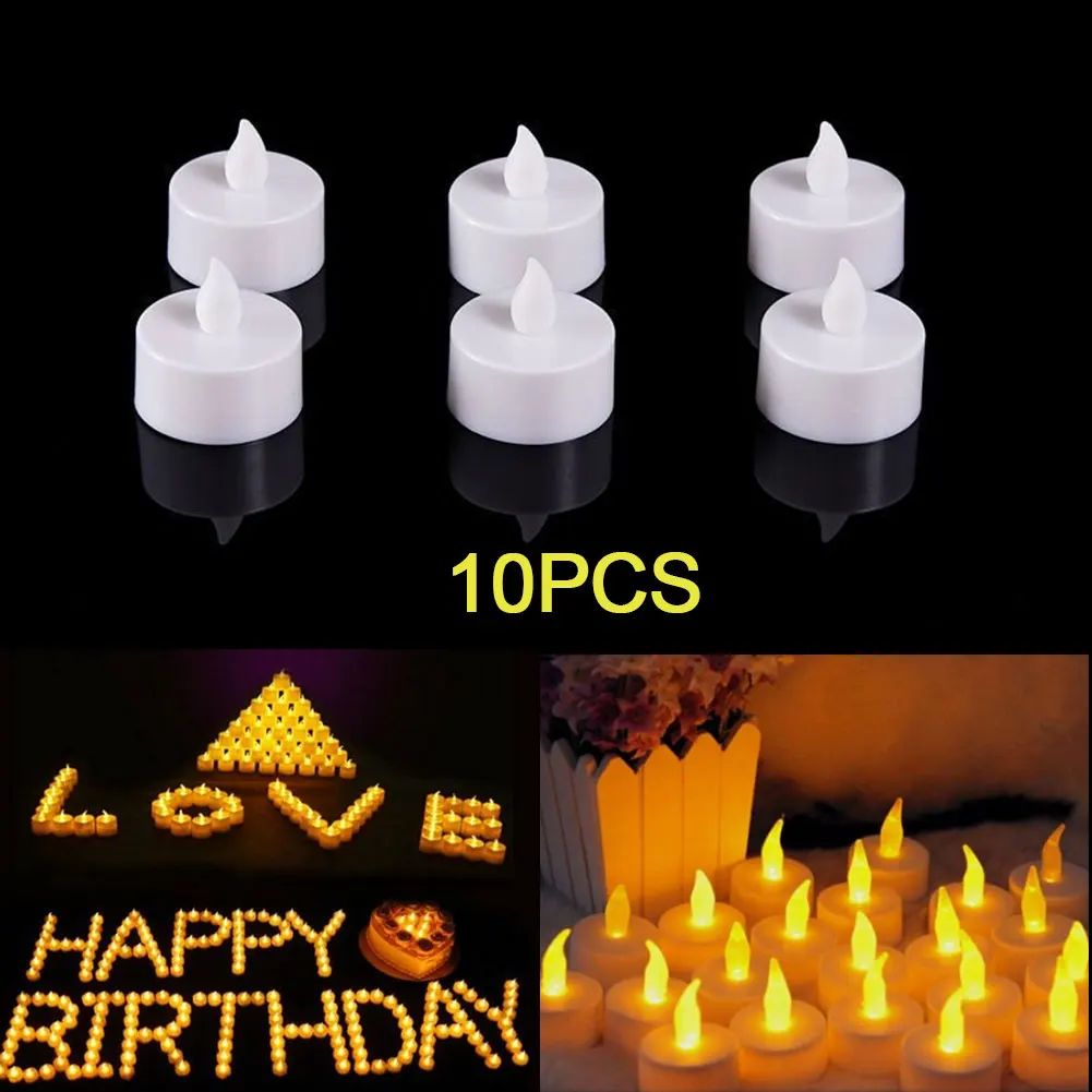

10PCS Flameless LED Candle Light Battery Powered Candles Tea Lights Wedding Birthday Party Decoration Romantic Warm White Lamp