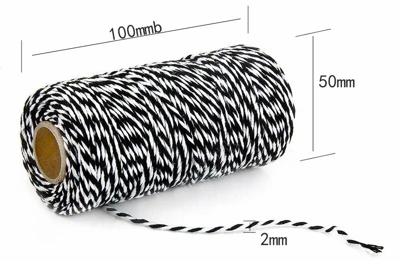 Description Picture 4 of item10yards 2mm 100% Cotton Rope Colorful Three-color Twisted String Cotton Cords Thread For Home Decor Handmade Christmas DIY Gift
