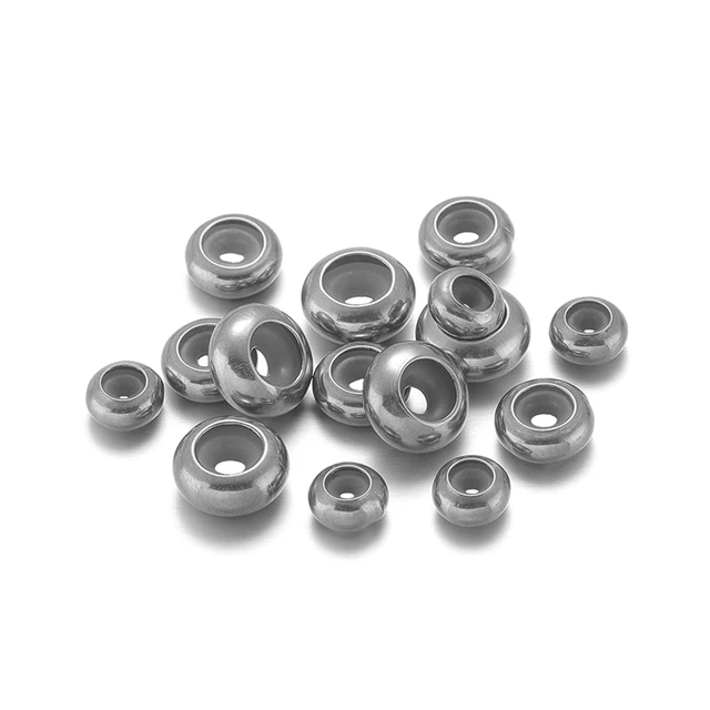 10Pcs Stainless Steel Adjustment Beads With Non-slip Silicone Ring