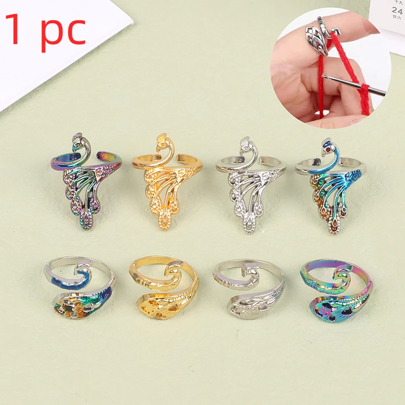 

1 PC DIY Knitting Loop Crochet Tool Multi Style Ring Finger Wear Thimble Yarn Adjustable Open Finger Ring Sewing Accessories