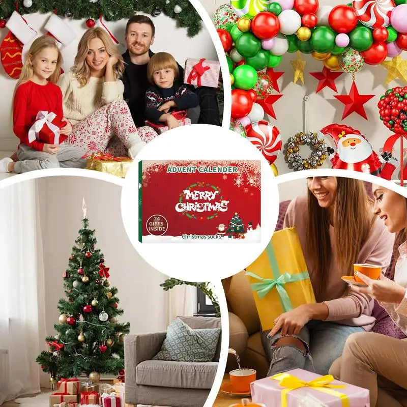 Christmas Stocking Advent Calendar 2024 Fun Christmas Stocking Countdown Calendar 24 Days Of Advent Box Socks Christmas Socks