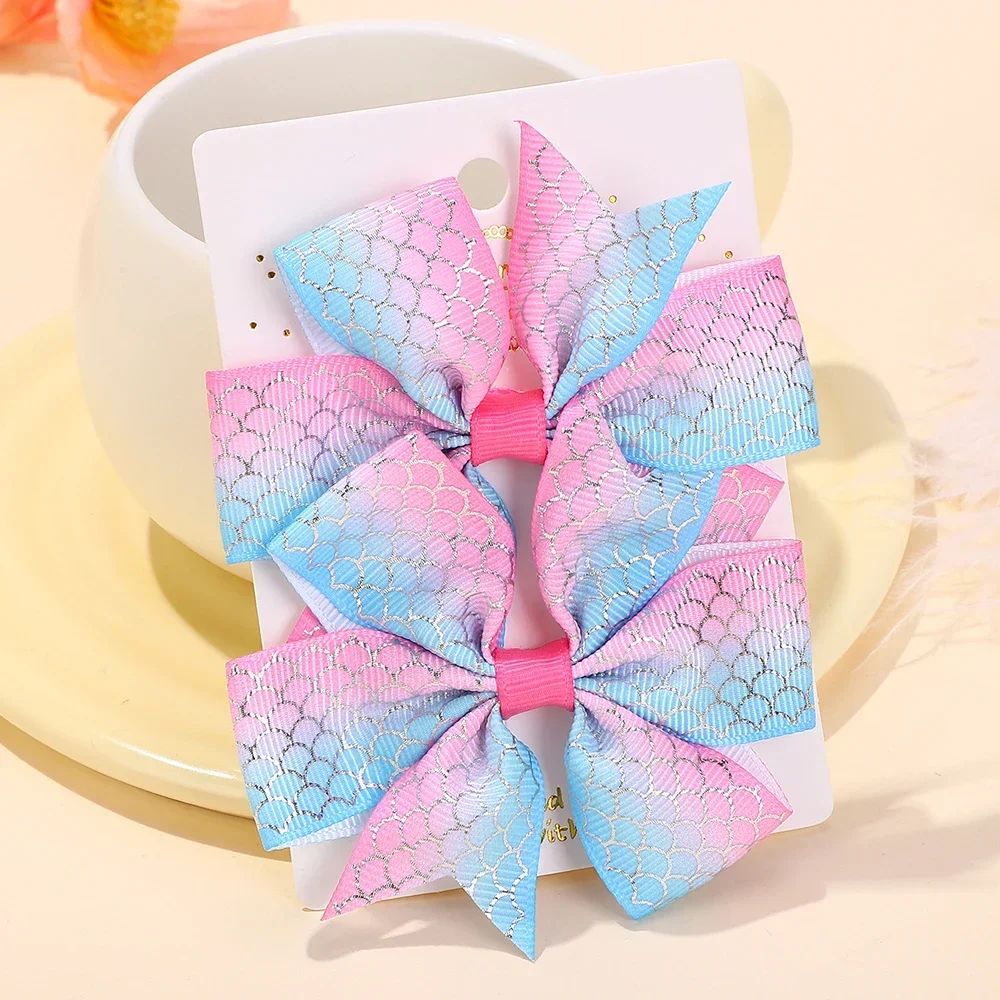2 teile/satz Handgemachte Gedruckt Blume Haar Clips für Baby Mädchen Kinder Bögen Band Bowknot Haarnadel Barrettes Headwear Haar Zubehör – Detail 8