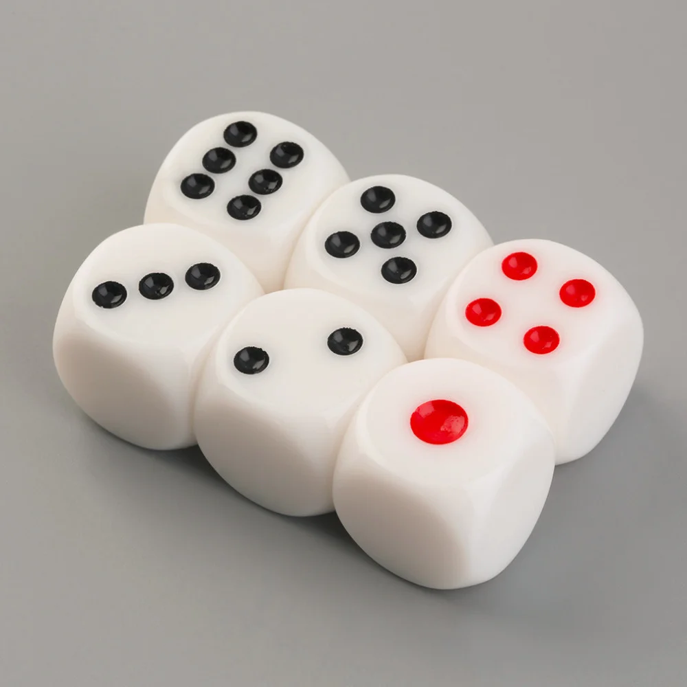 6Pcs/set 16mm Resin Special White Dots Rounded Corners Dice Bar KTV Dice With One Side Point 21 Points In Total