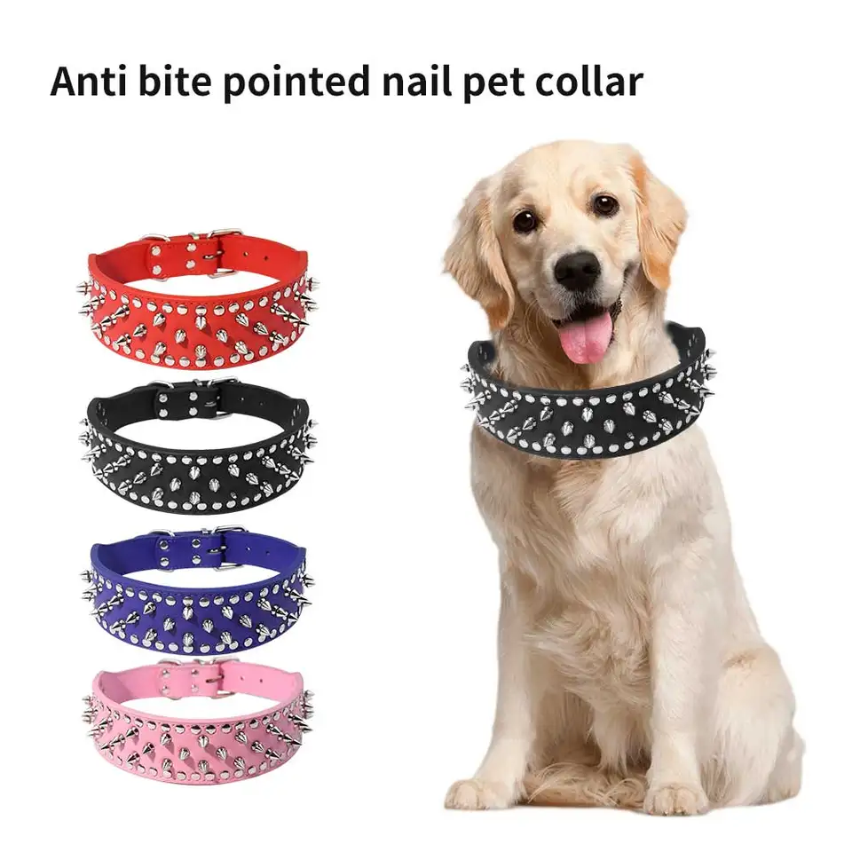 Collar De Perro Con Pinchos Con Tachuelas Acolch... - Grandado