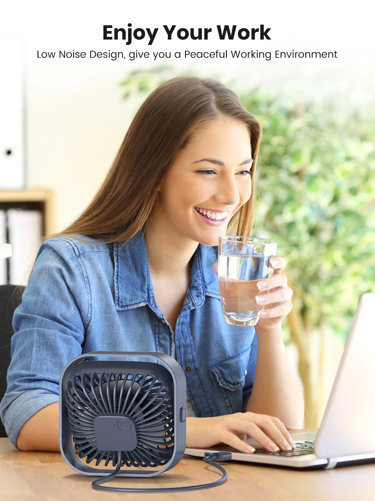 USB Desk Fan,Strong Airflow &Quiet Operation,Three-Speed Wind Small Fan,360° Rot
