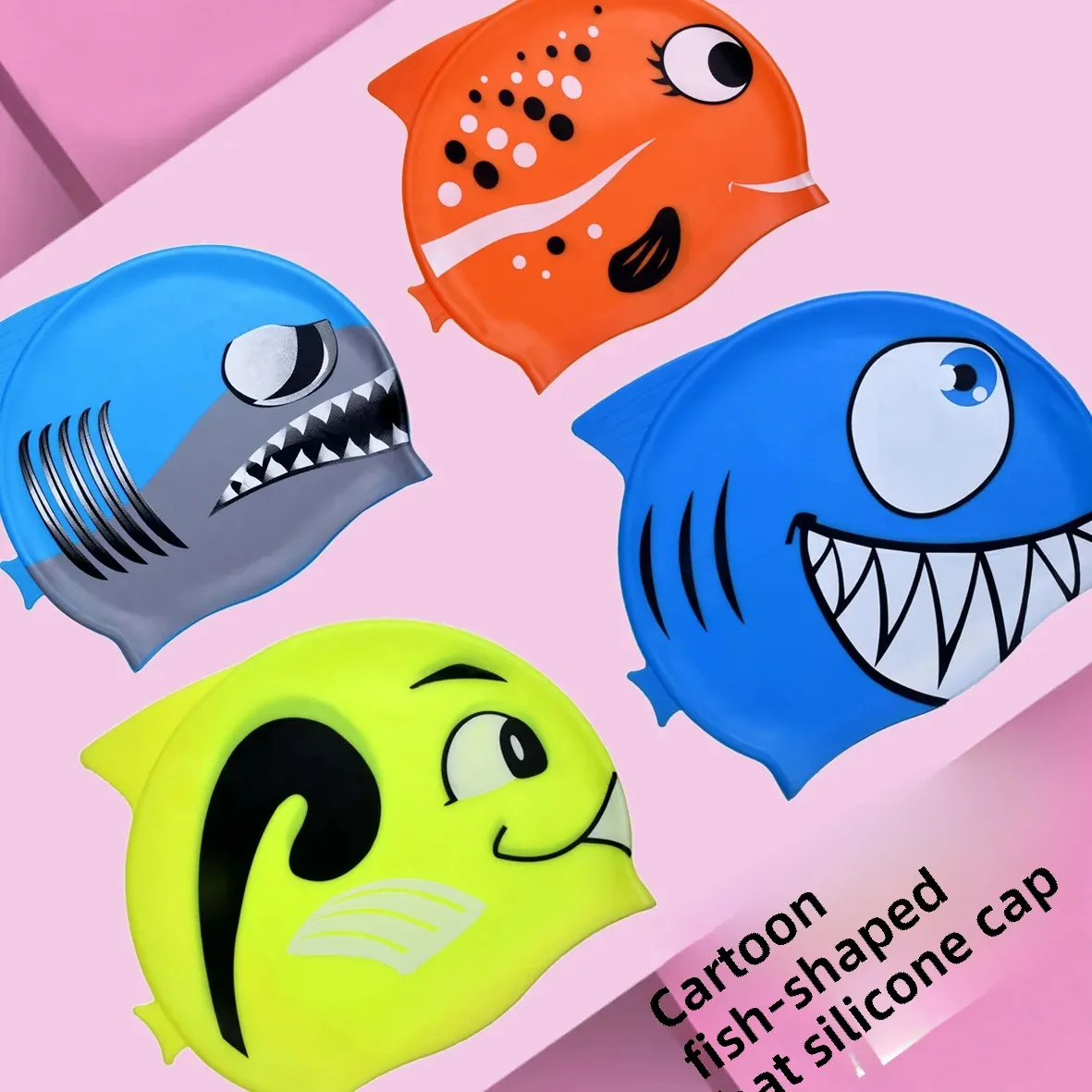 Children's Silicone Swimming Cap Fashionable Cartoon Design Unisex Origin China Large Quantity