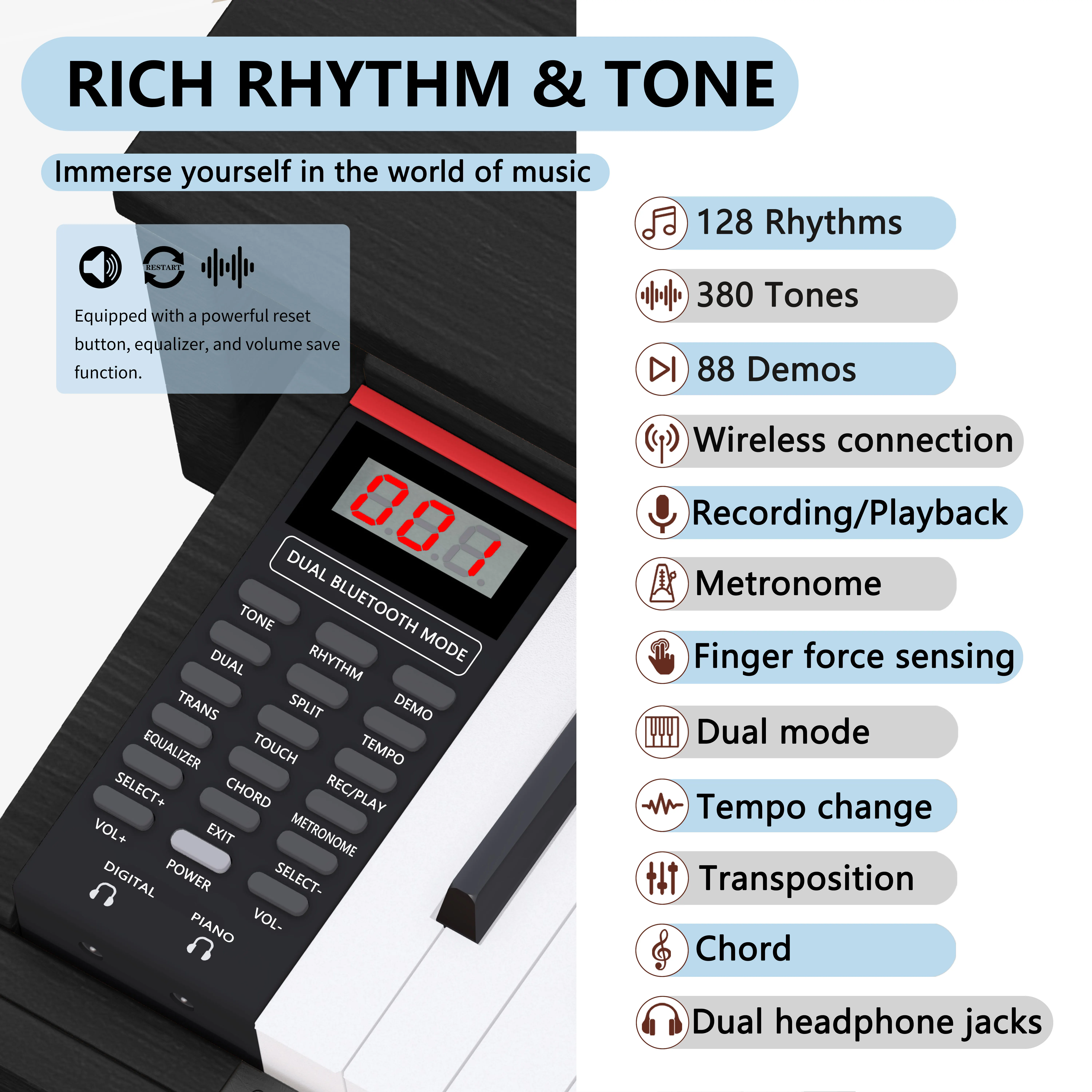 Drawer Piano 88 Keys Digital Keyboard