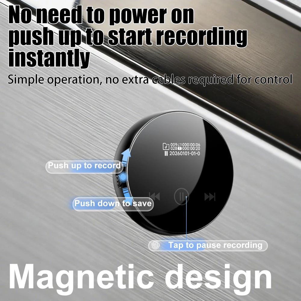 Voice recorder attached to metal surface