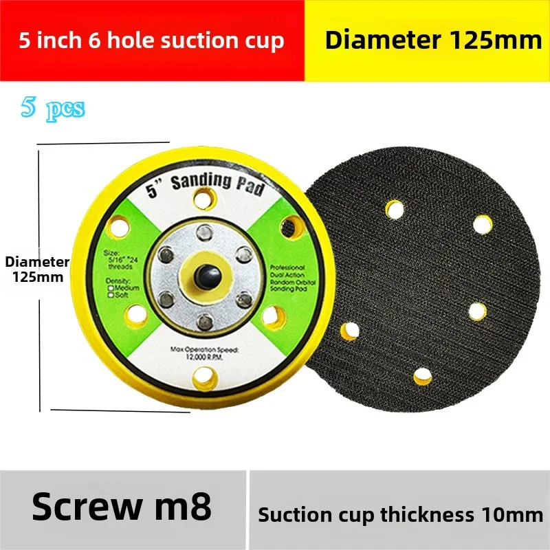 5pcs 5-Inch Air Grinding Base Plate with Assorted Sanding Discs and Polishing Pads-Perfect for DIY Projects