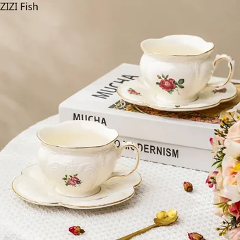 Classic Floral Ceramic Coffee Cup & Saucer Set – Teacup for Afternoon Tea 1