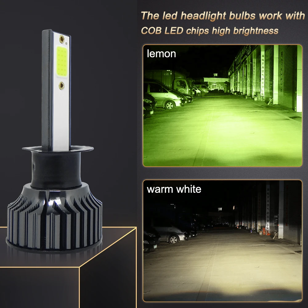 72W 16000LM Car Headlight H4 H7 H1 LED H8 H9 H11 12000K 6000K 6500K lemon green Auto fog Light H3 9005 HB3 9006 12V LED Bulb F2C led headlights