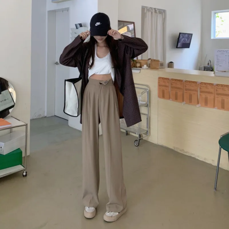 High Waist Casual Pants Women In Autumn And Winter American Style Versatile Straight Tube Suit Pants Loose Wide Leg Pants