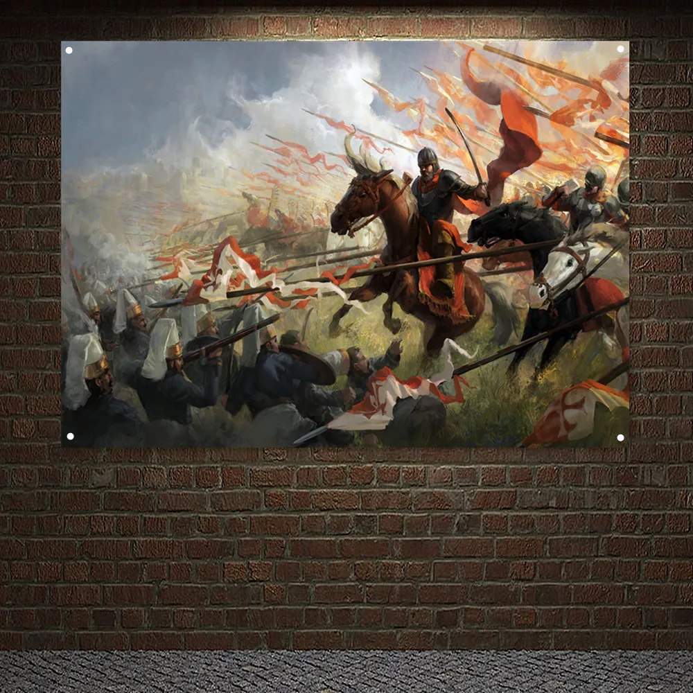 

Рыцари, искусство на стену, баннер, флаг тамплиеров Armor, Картина на холсте, украшение для дома, Настенная Наклейка D4