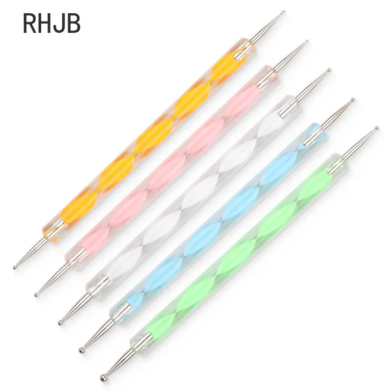 RHJB 5PCS New 3D Uv Gel Art Nail Fingernails, Drill, Fingernail, Punch Tool, Nail Manicure Nail Brush Brush Set 5