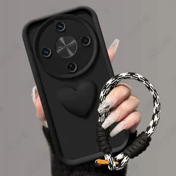 Shockproof Love Heart Hand Strap Phone Case with Enhanced Protection for Honor Magic 8 Lite (Black)