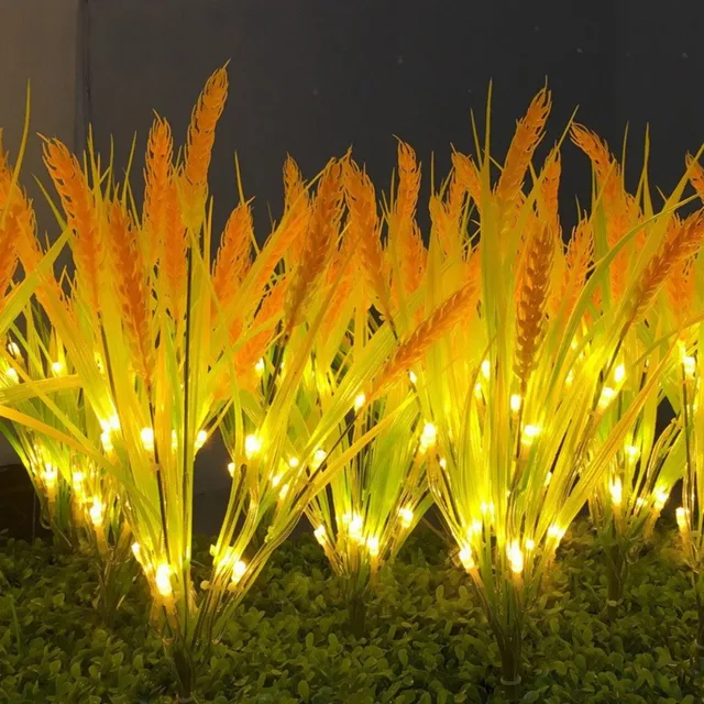 Lumière montée au sol en forme d'oreille de blé à énergie solaire à 7 têtes, adaptée à la cour, au jardin, à la pelouse, à l'extérieur, au Camping, à la décoration de fête, 1 pièce 1