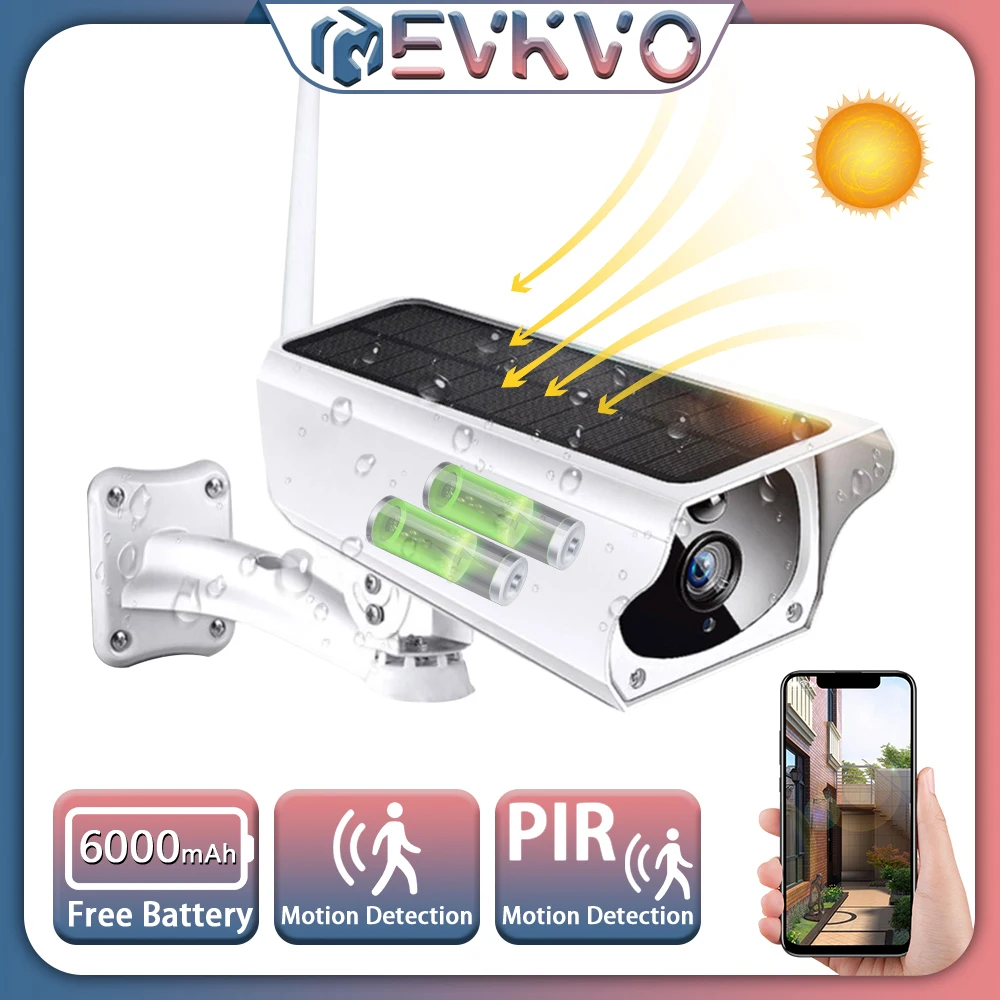 5MP Outdoor Solar Security Camera Wireless WiFi Camera Solar Panel Rechargeable Battery Bullet PIR Motion Alarm Surveillance Cam