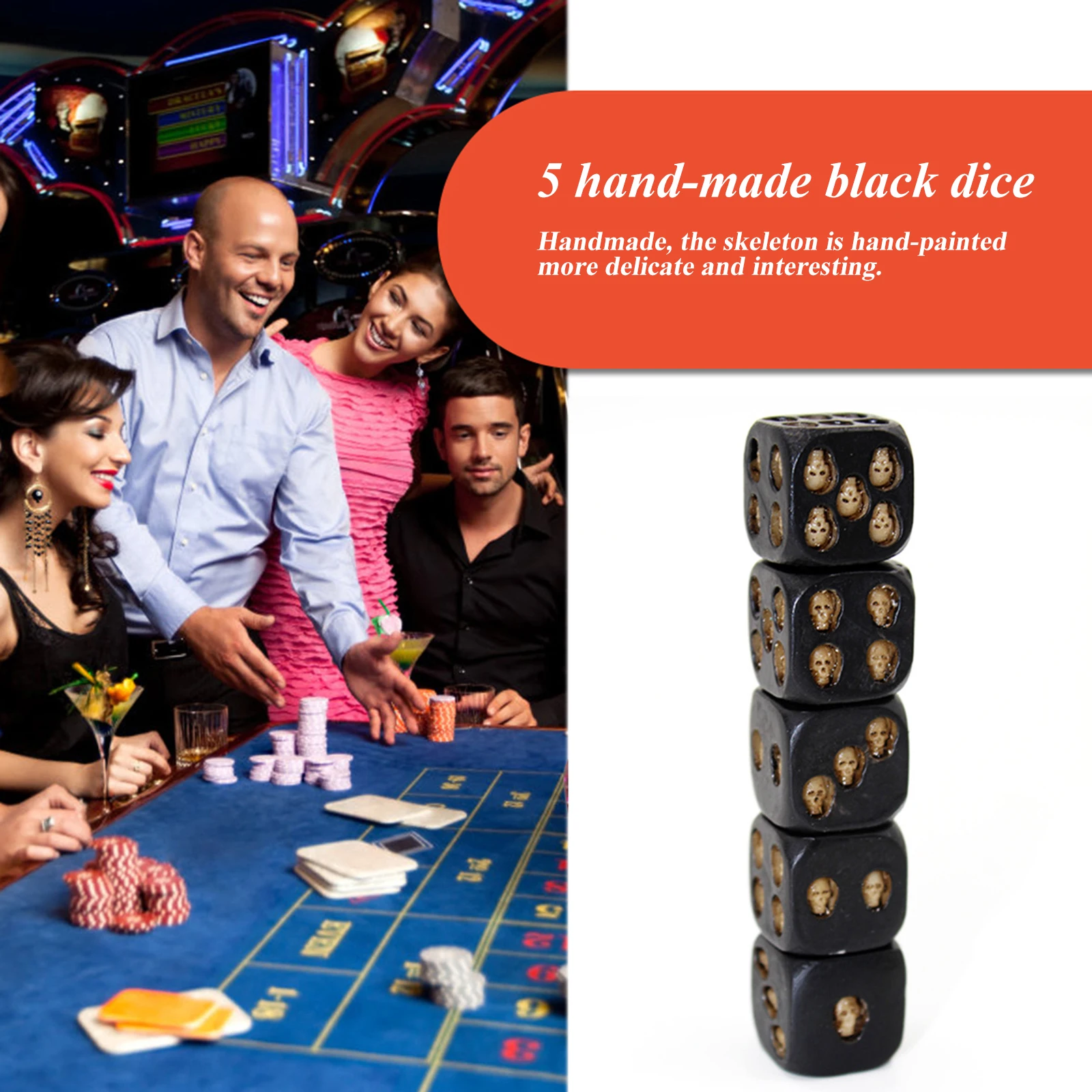 3D Skeleton Face Gaming Dice Gothic Style 5 Pieces Halloween Skull Dice Scary Novelty Table Decoration For Club Pub game dice dice set