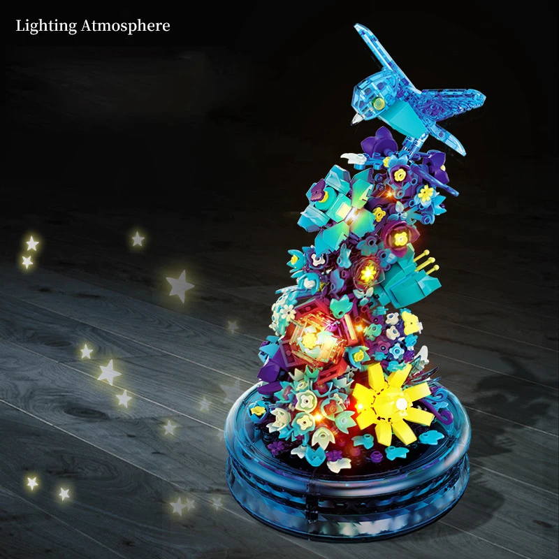 

2024 Winter Christmas Eve Christmas Flower Bonsai Music Box Desktop Decoration Building Block Toys Gifts